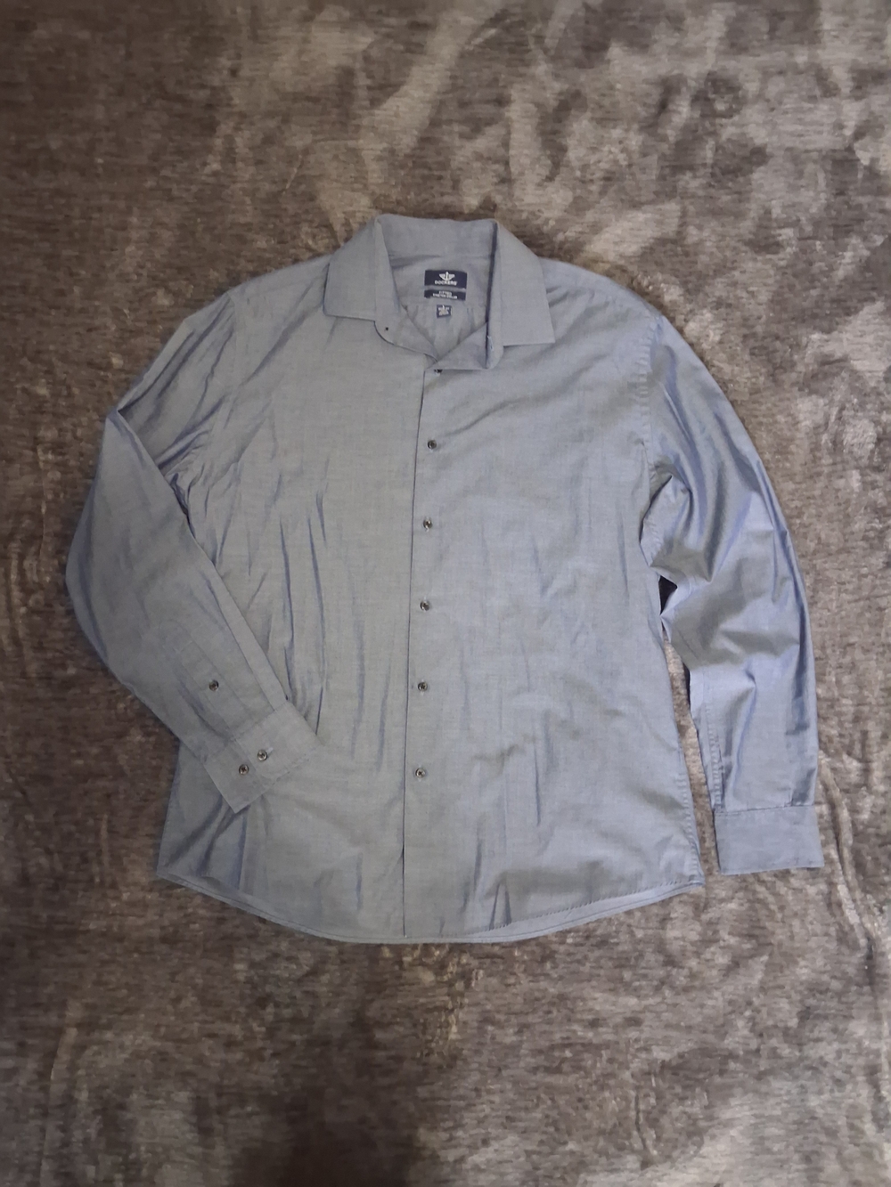 Dockers Fitted Blue Solid Dress Shirt Button Down Mens Size 16-16.5 34/35 L